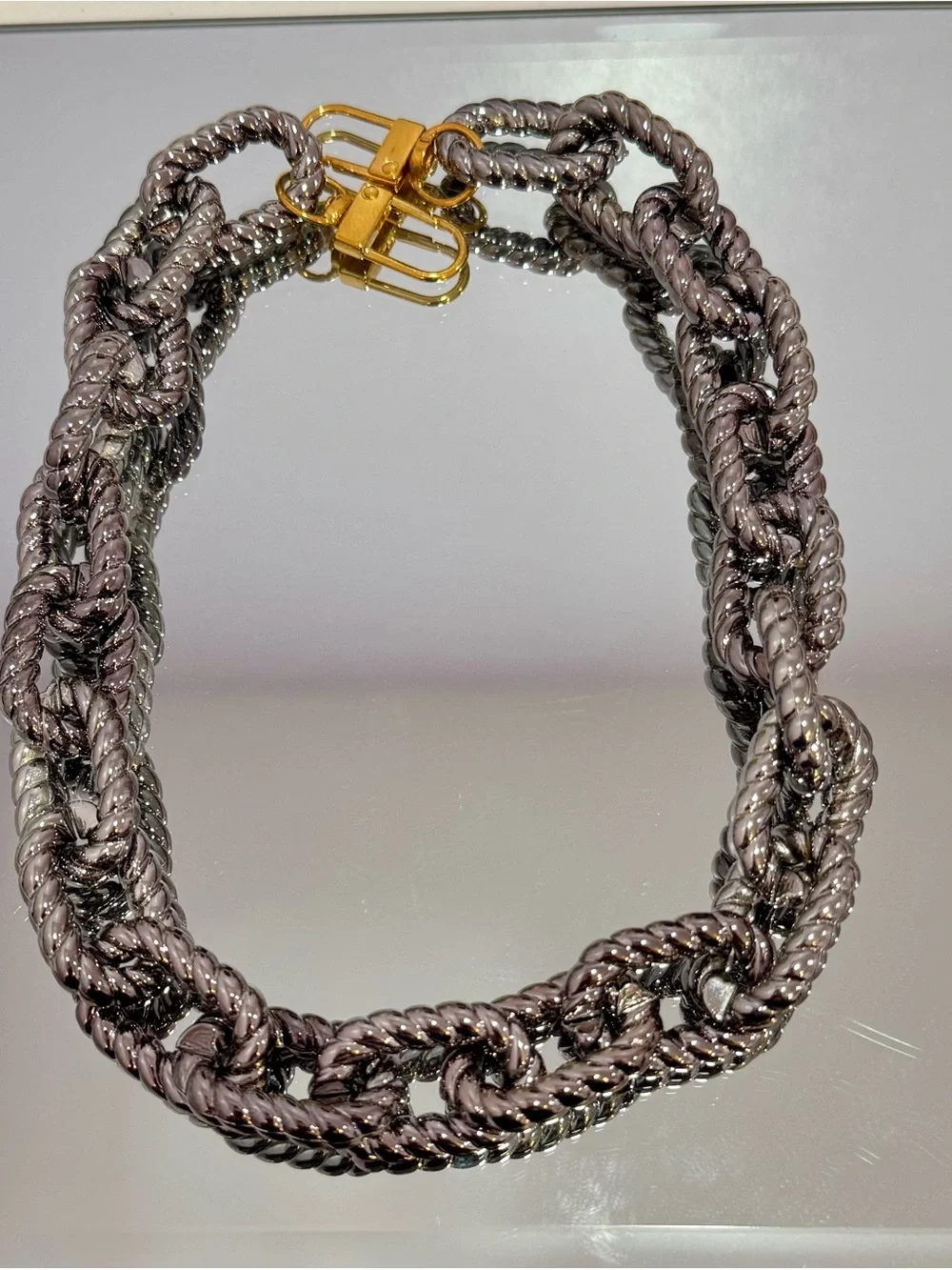New Braided Gunmetal Bag Chain 18 inches with gold hardware (can be changed)